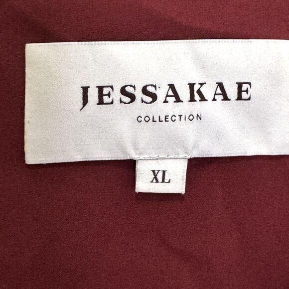 JESSAKAE Dress Womens XL Burgundy Swiss Dot Midi V Neck Button Detail JEE-011 - Picture 2 of 9